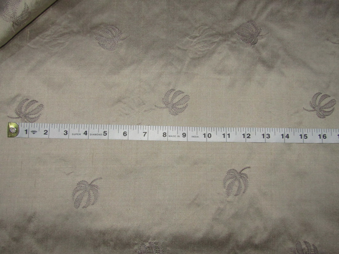Warm grey color silk embroidered dupioni 54" wide by the yard DUPE15