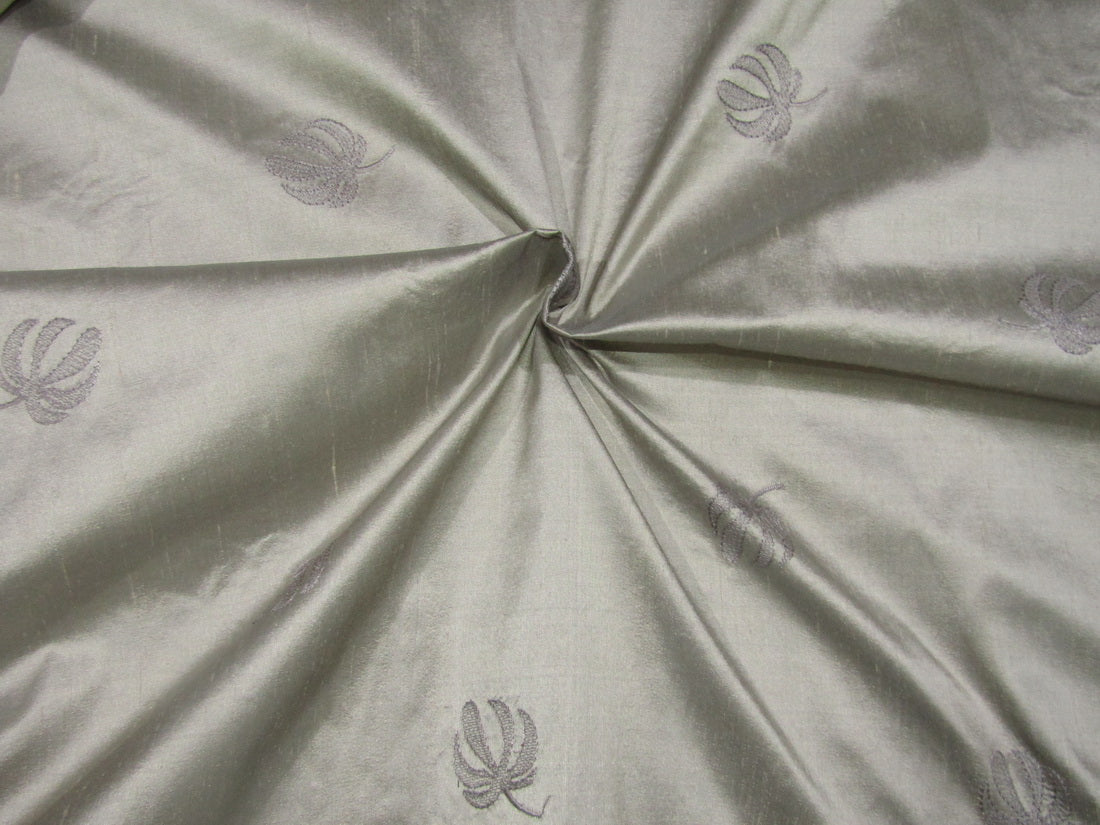 Warm grey color silk embroidered dupioni 54" wide by the yard DUPE15
