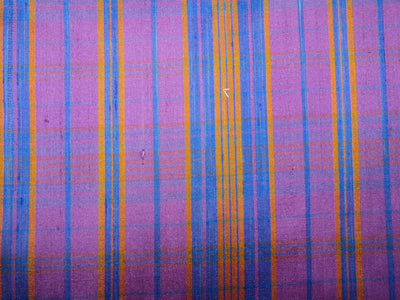100% silk dupion blue purple mustard and blue Plaid fabric 54" wide DUPNEWC17[5]