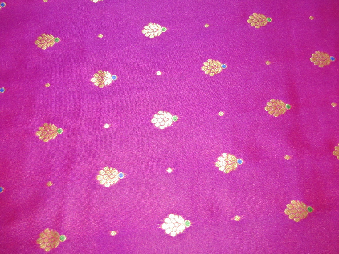 100% Silk Brocade Fabric Purple x Metallic Gold color 44" wide BRO772A[2]