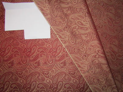 100% silk Brocade Jacquard Fabric paisleys red x mettalic gold 44" WIDE BRO692[6]