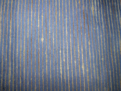 Art Tussar Silk x Gicha Blue with Gold Stripes 44&quot; wide