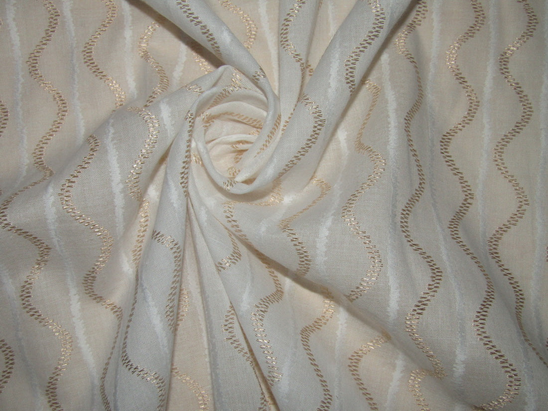White cotton metallic jacquard fabric 44'' by the yard [11144]