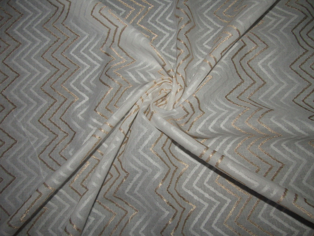 White cotton metallic jacquard fabric 44'' wide [11143]
