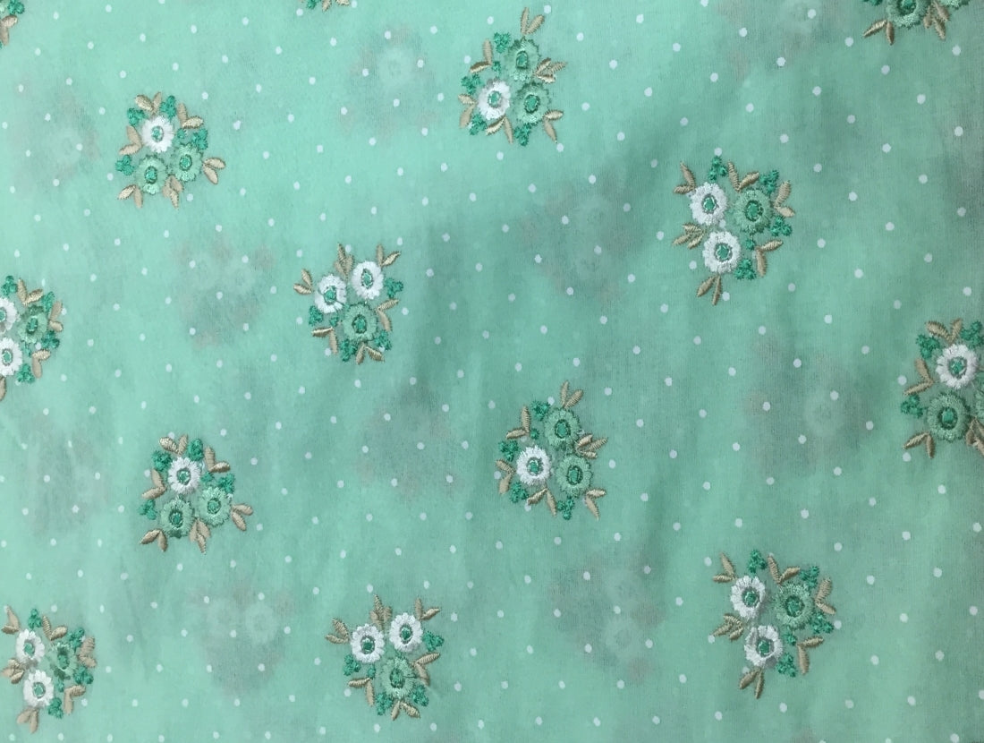 Cotton Voile Fabric with Floral Embroidered motifs  44'' wide by the yard