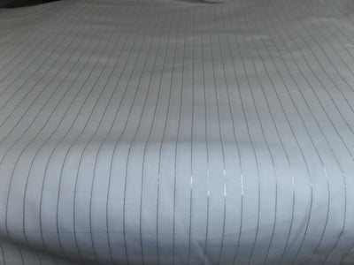 White cotton fabric with Silver color stripe lurex weave 44'' by the yard [10588]