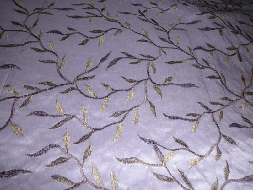 SILK DUPIONI embroidery -lavender colour with vines 44" wide DUP#E26[1]