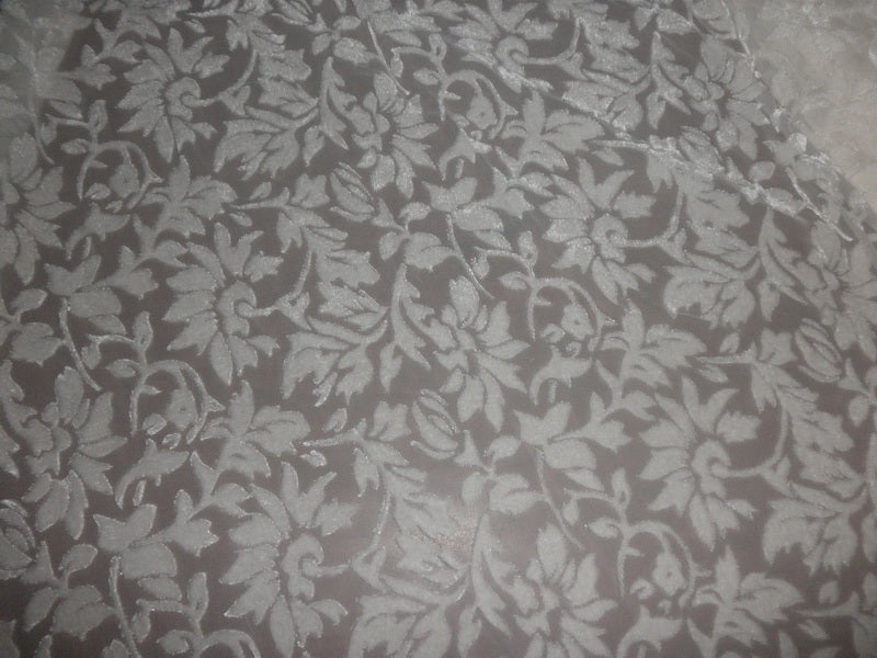 Ivory/Cream Devore Polyester Viscose Burnout Velvet fabric ~ 44&quot; wide[3379]