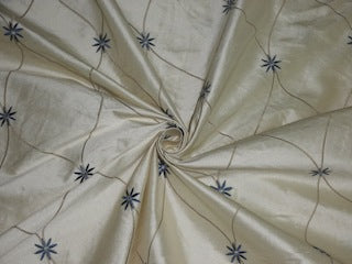 SILK DUPIONI Cream color with EMBROIDERY 44" wide DUPE19