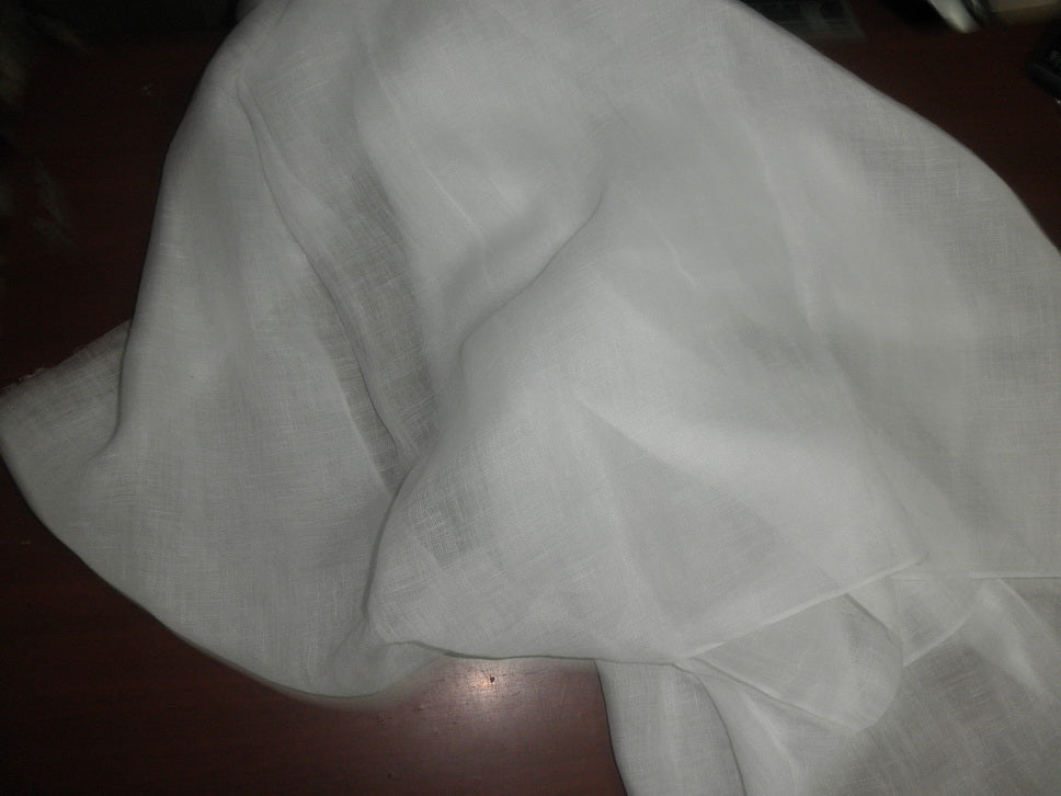 Thin 26 momme White pure linen fabric 59" wide [2453]