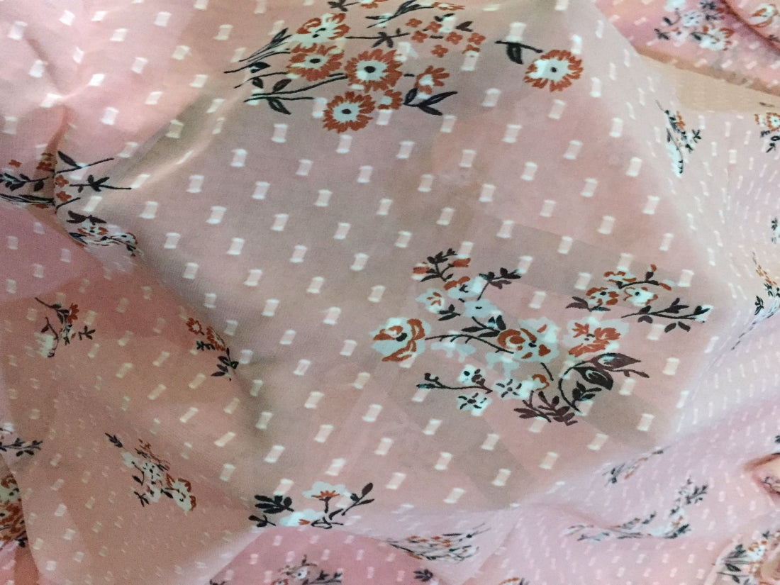 Georgette fabric with printed flowers 56&quot; wide