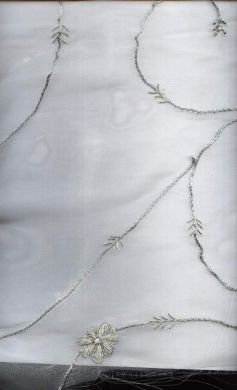 White embroidered[zardozi] fabric 44" wide [481]
