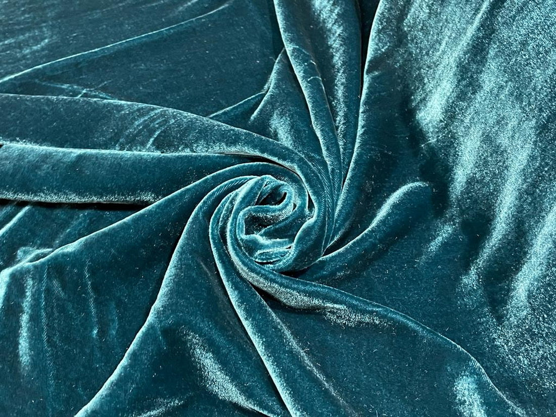TEAL GREEN Color SILK Velvet fabric 44''WIDE [12065]