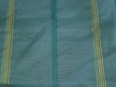 100% silk organza jacquard stripes blue fabric 54"