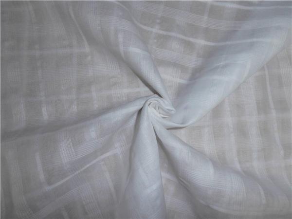WHITE COTTON VOILE fabric 44" WIDE - RIB plaids #1 [5593]