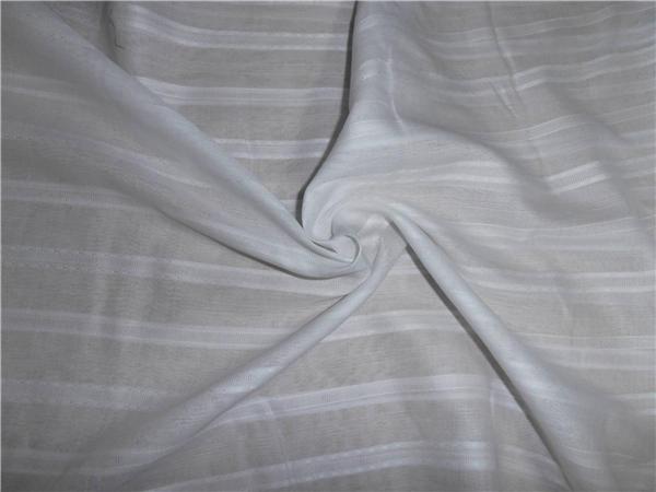 WHITE COTTON VOILE fabric 44" WIDE STRIPES #2 [5592]