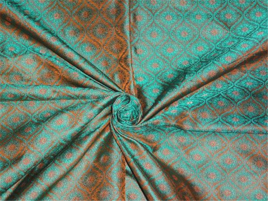 Olive Green/Mustard Silk Brocade JV-1198/07 Fabric