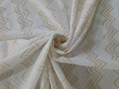 White cotton metallic jacquard fabric 44" wide [11143]