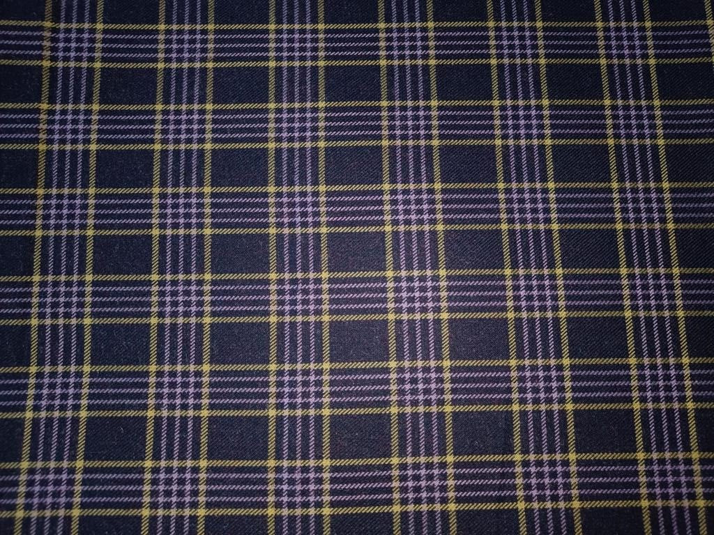 Tweed Suiting Heavy weight premium Fabric navy blue ,purple and yellow Plaids 58" wide [12864]
