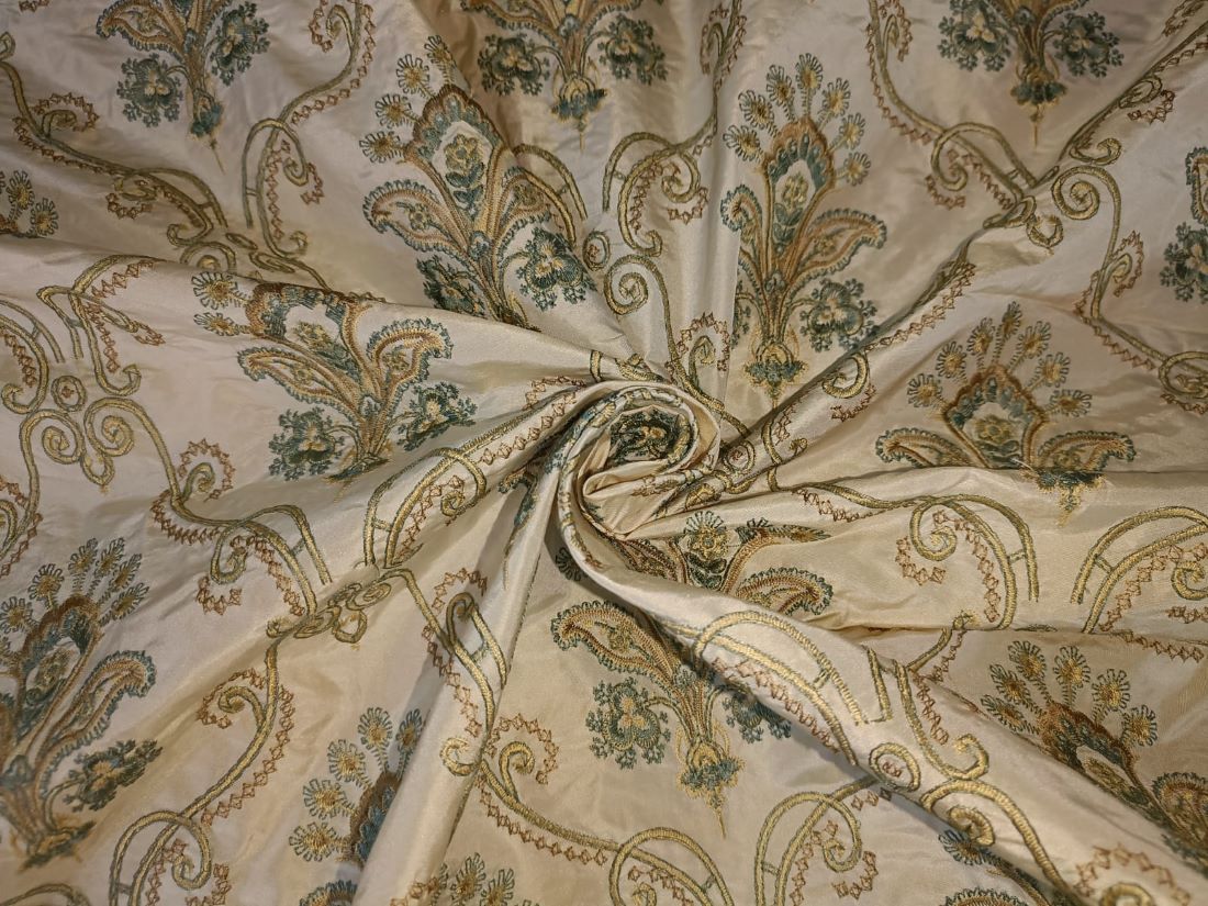 100% Silk taffeta Embroidered 54" wide
