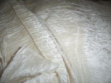 100% Crushed Velvet Ready to Dye Off White/Ivory Fabric 52" wide[585]