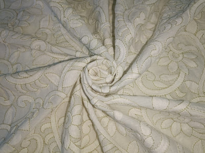 100 % Cotton Embroidered Fabric With Metallic Gold Zari 44" wide. [12440]