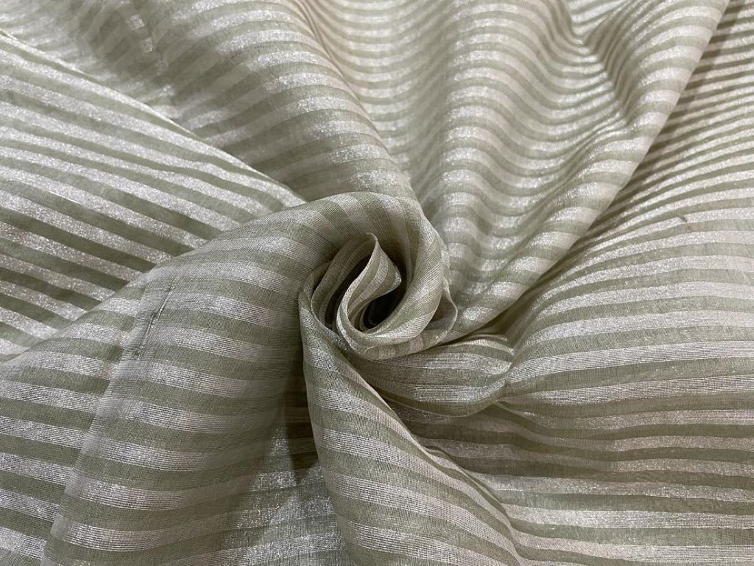 Silver Organza with Silver Paisley Thread Tissue Metallic Embroidery