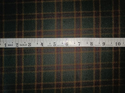 Tweed Suiting Heavy weight premium Fabric dark green, aubergine and yellow Plaids 58" wide [12865]