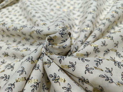 100% Cotton Print with gold mettalic motif Fabric 58" wide [12227]