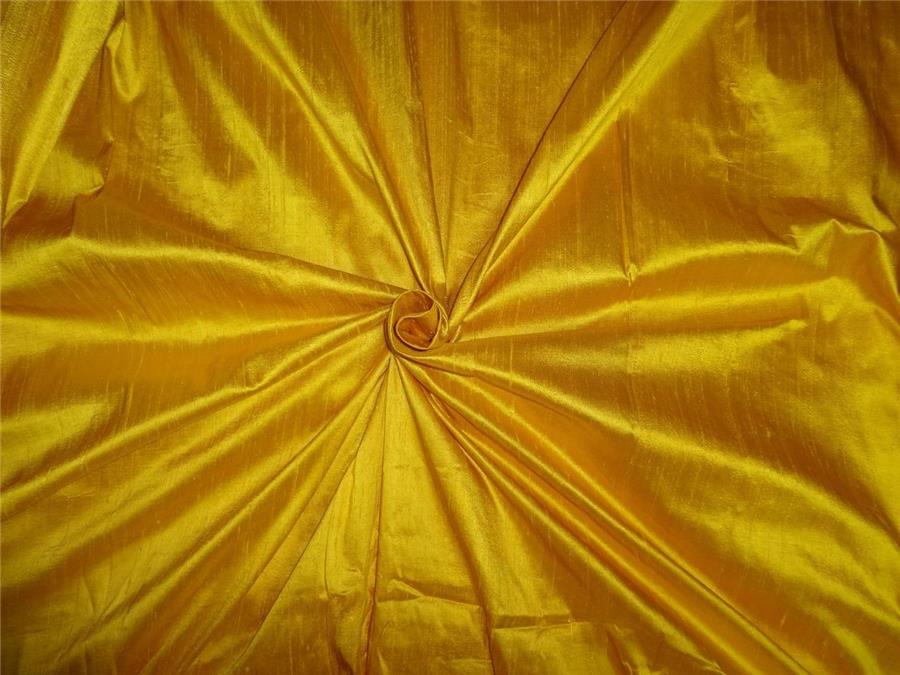 100% Pure SILK Dupioni FABRIC golden yellow colour 54" wide with slubs MM75[2]