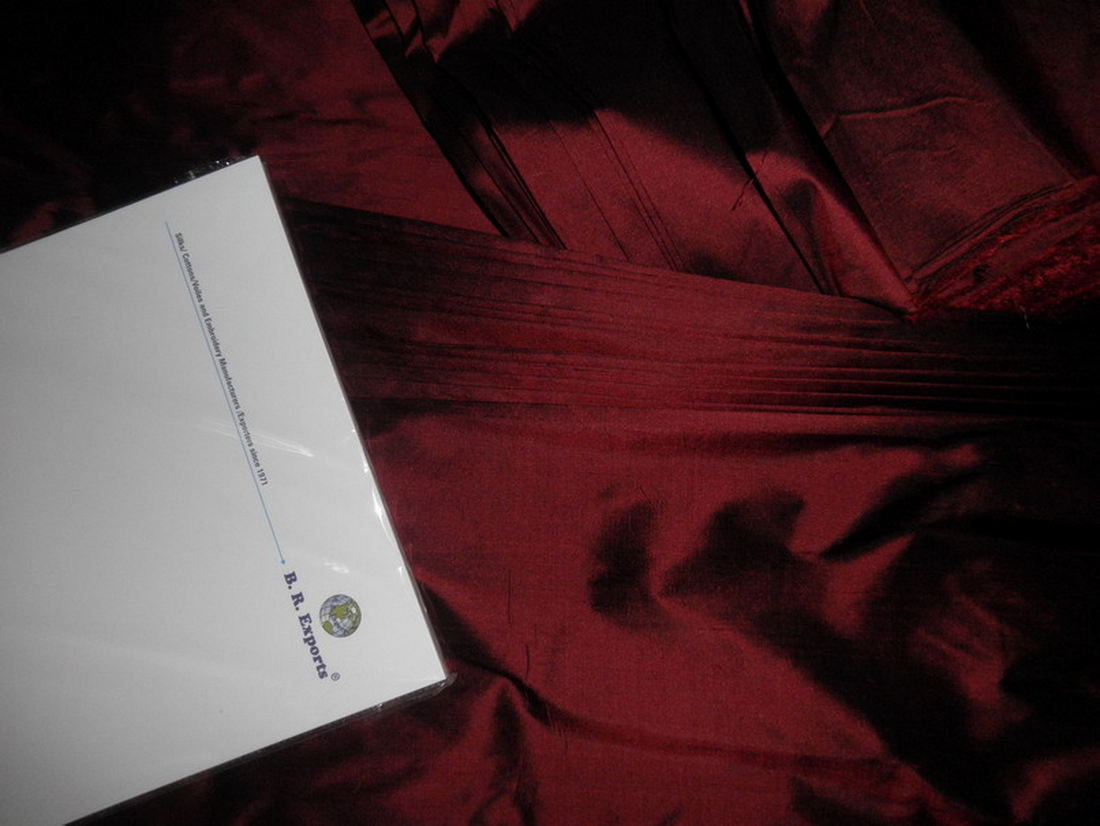 100% pure silk dupioni fabric wine x black 54" wide with slubs MM29[4]