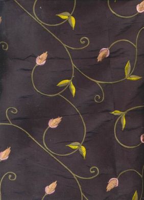 silk dupioni black embroidery 54" wide DUP#E7