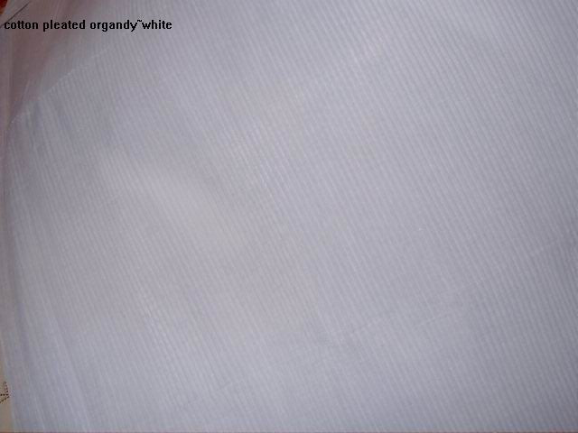 100% cotton organdy fabric white clour pleated 44" wide