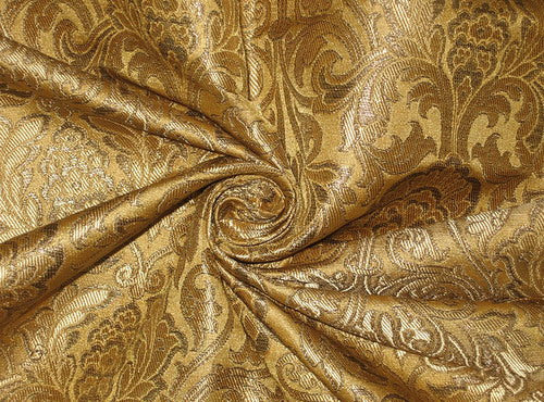 Heavy Pure Silk Brocade Fabric Metallic Bronze &amp; Gold available for bulk preorder