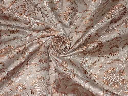 Silk Brocade fabric Brown, Beige & Cream Color 44" wide BRO150[3]