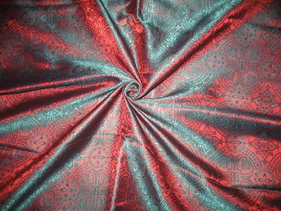 Silk Brocade Vestment Fabric Green & Orangeish Red 44" wide BRO151[1]