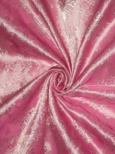Coral Pink Silk Brocade Fabric main image 1