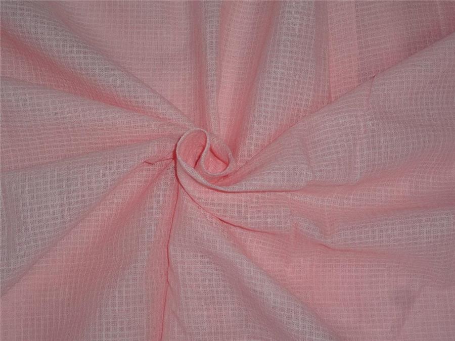 peachy pink cotton organdy 44&quot; ~micro check/window pane design