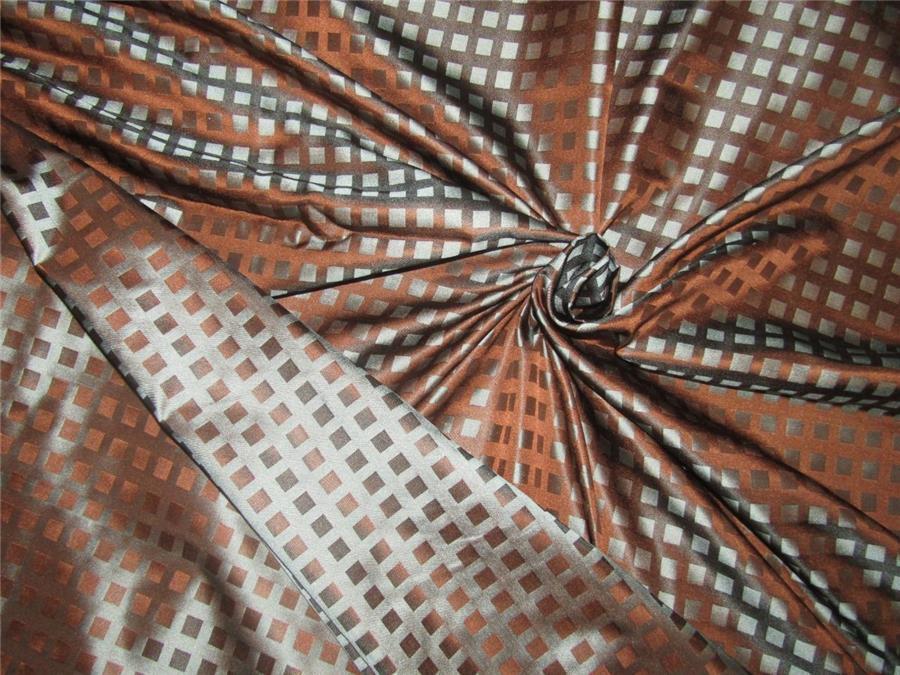 100% silk tafetta plaids brown x blueish grey color TAF#25[2] 54&quot; wide