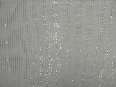 White cotton fabric with Silver color 5mm stripe lurex weave 44'' wide [8984]