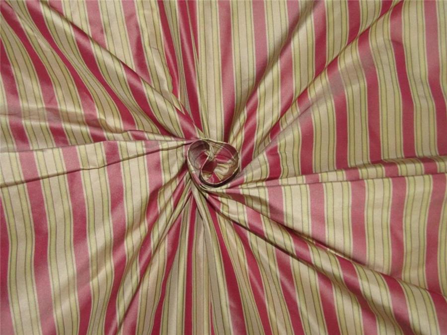 Silk Taffeta Fabric Pink x gold stripes 54" wide TAFS156[3]
