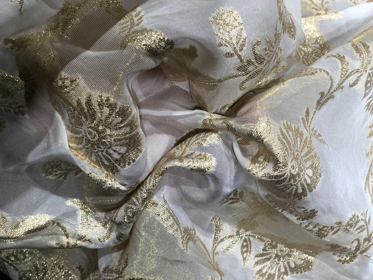 NYLON tissue with jacquard fabric  44"~wide available in 2 designs floral and scallop with motif [17442/551]