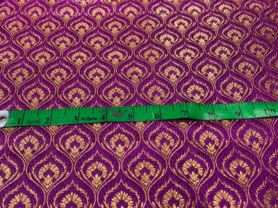 Silk Brocade fabric WITH metallic gold  jacquard available in 3 colors purple, green and candy pink BRO1025