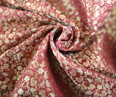 Silk Brocade fabric with subtle metallic gold jacquard available in 3 colors red , grey and burgandy  BRO989[4/5/6]