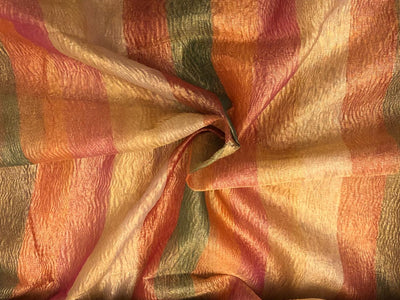 Tissue Crushed  gold with color stripes of multi color 44" wide [18498]