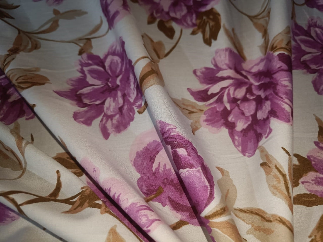 100% Cotton Poplin Floral Print Purple 58" wide [15131]