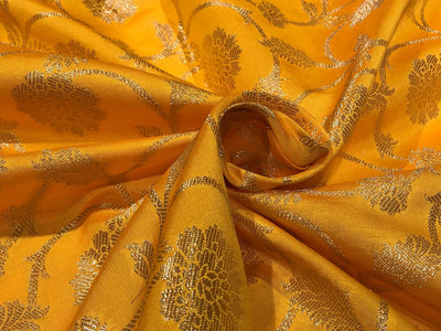 Brocade fabric mango yellow x metallic gold color 44" wide BRO1031[1]