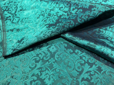 Brocade Fabric TEAL color self jacquard 44" wide BRO1027[1]