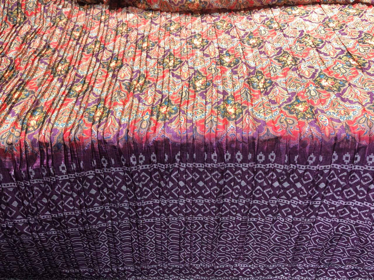 Pleated  Fabric 54'' Wide beautiful Indian design available in three colors [17651/52/53]