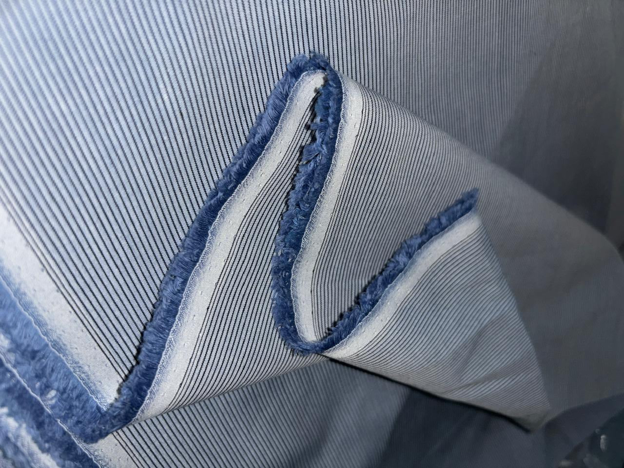 COTTON SHIRTING FABRIC-58" WIDE available in 3 styles multi blue plaids/blue pin stripes and grey stripes